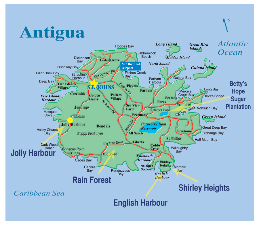 Printable Map Of Antigua